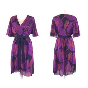 TRINA TURK 100% Silk Purple Poppy Dress